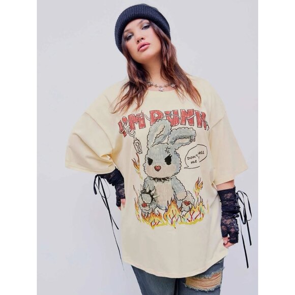 Cider “I’m‎ Punk” Bunny T-shirt Women’s Size 1XL Graphic Print - Picture 1 of 11